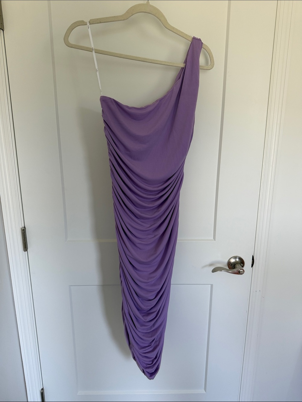 Lulu's Lilac One-Shoulder Ruched Dress